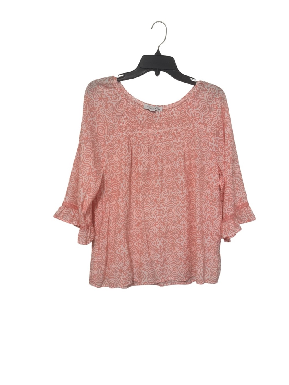 Ladies' Pink Patterned Peasant Blouse - Unknown Brand